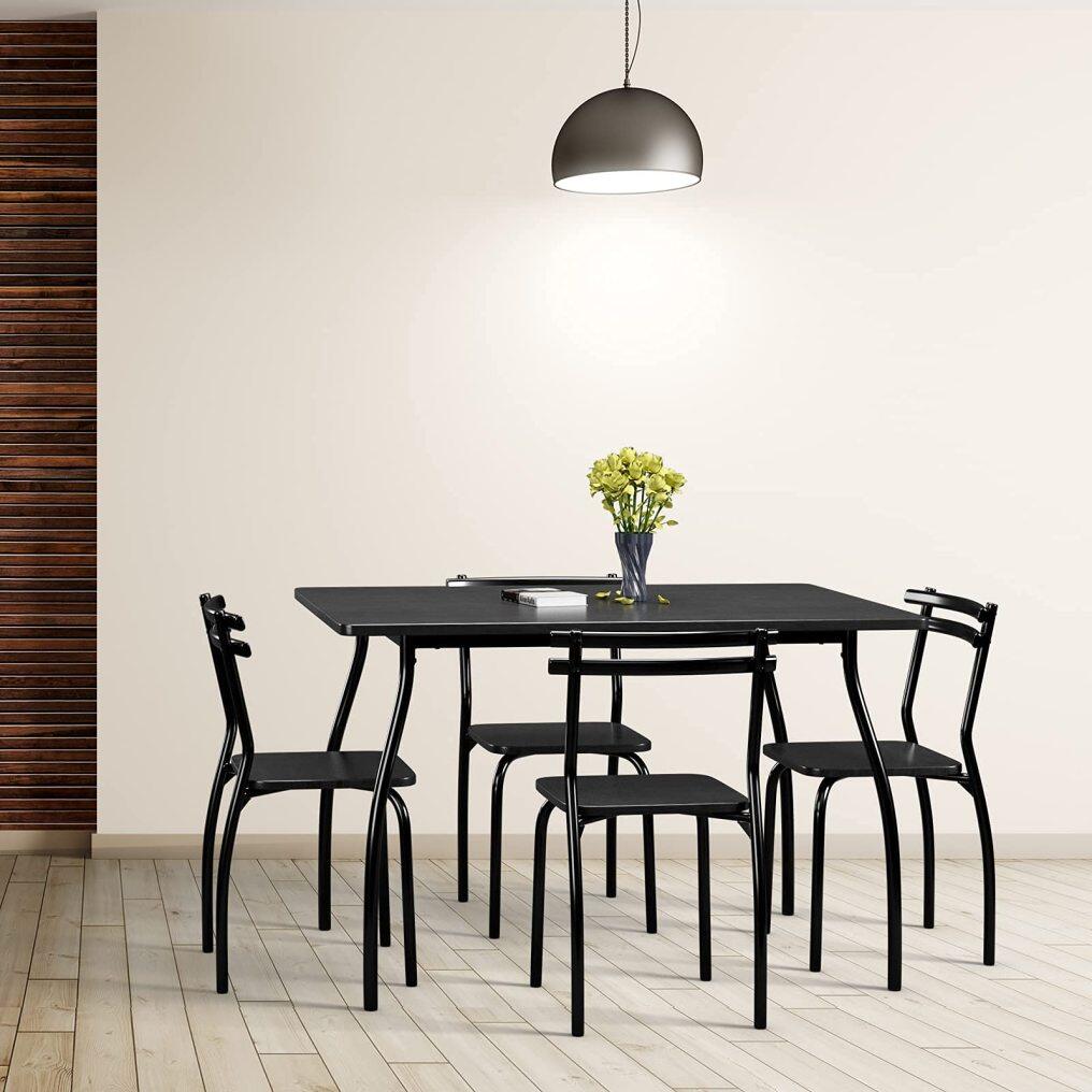 KOMFOTT 5 Piece Dining Table Set and 4 Chairs, Home Kitchen Room Breakfast Furniture