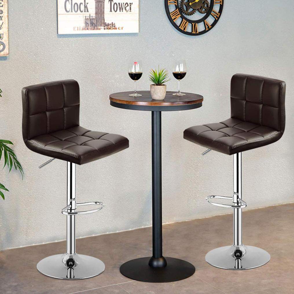 KOMFOTT Modern PU Leather Height Adjustable Bar Stools Set of 1/2 with Back, Footrest, Metal Base