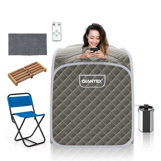 KOMFOTT Portable 3L Therapeutic Steam Sauna with Blast-Proof Remote Control, 9-Level Adjustable Temperature & Timer