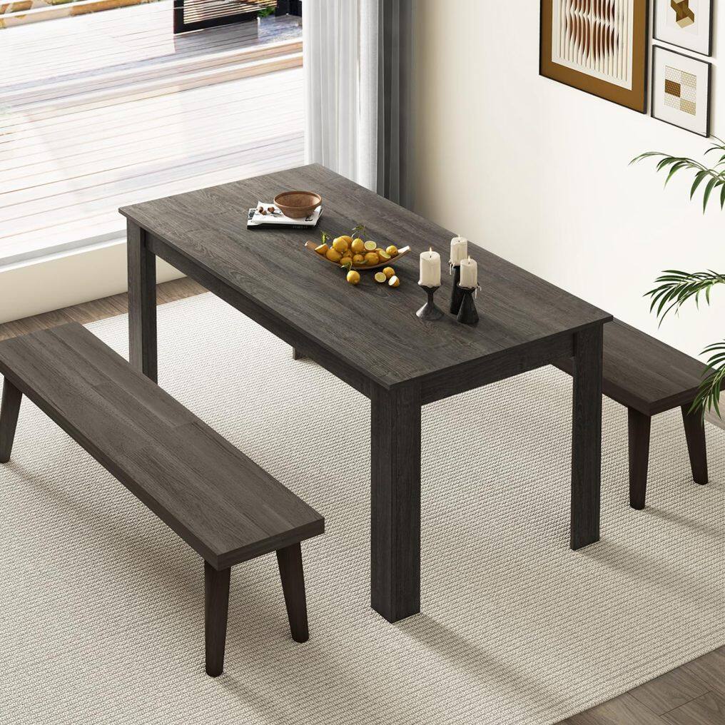 KOMFOTT Black Dining Table for 6, Wood Rectangular Table