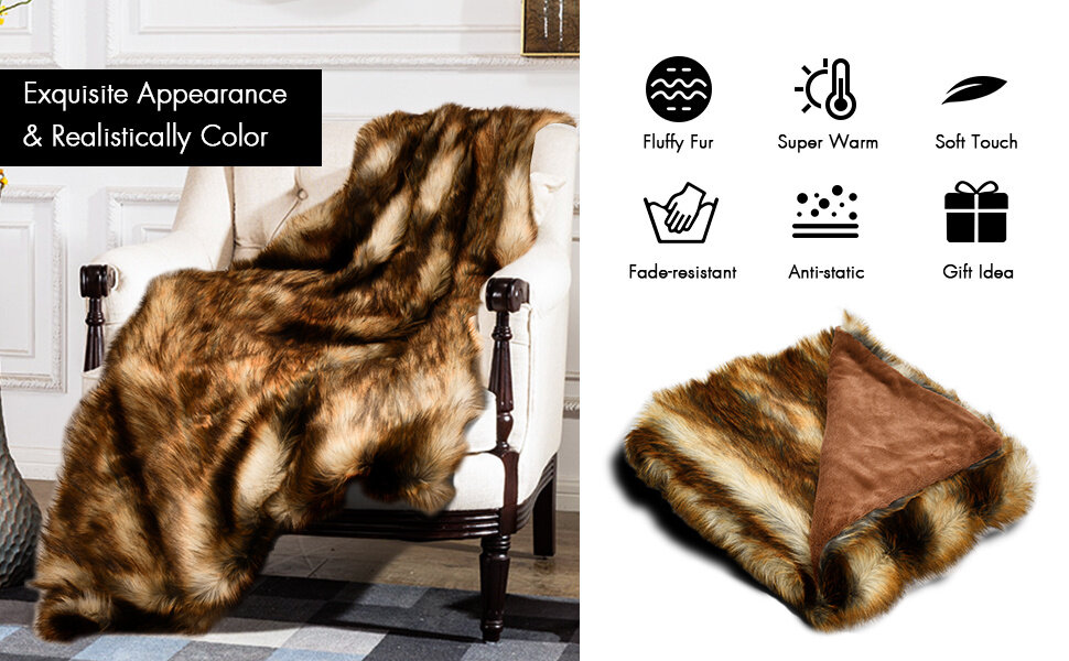Faux Fur Throw Blanket