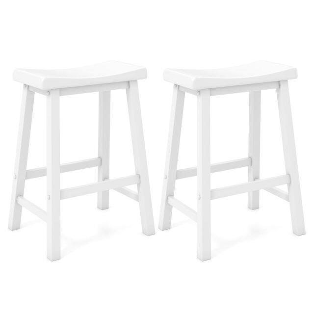 KOMFOTT Saddle Stools Set of 2/4, 24-inch Counter Height Barstools with Solid Wood Legs & Footrests