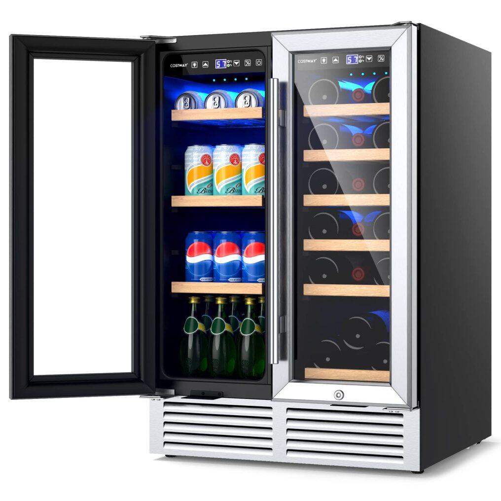 ARLIME Wine and Beverage Refrigerator, 24 Inch Dual Zone Under Counter Wine Cooler w/Lock h16