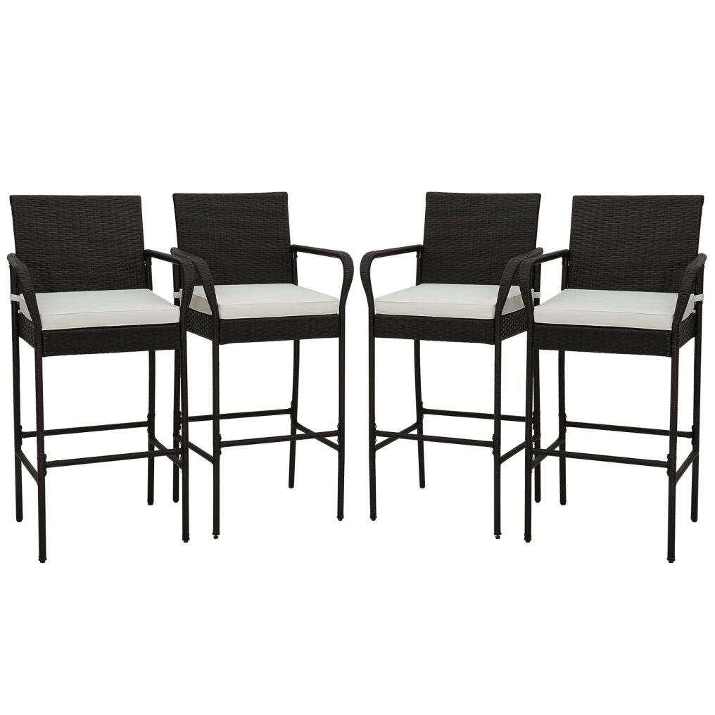 Patio Bar Height Chairs with Cushions for Backyard