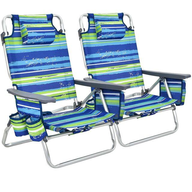 Backpack Beach Chairs 2/4-Pack Portable Camping Chairs with Cup Holder