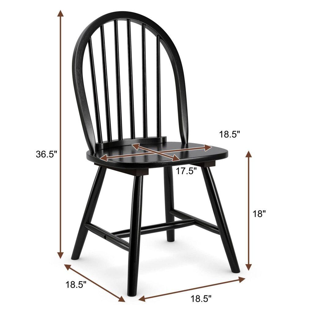 Wood Dining Chairs Set of 2, Windsor Chairs with Solid Wood Legs