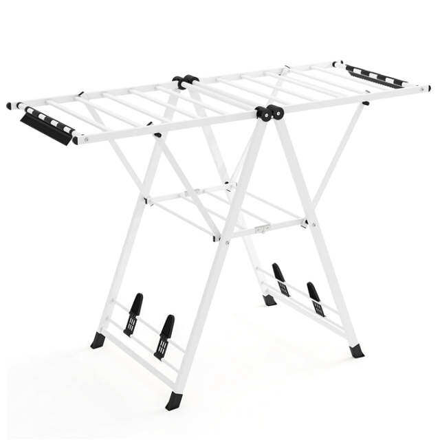Foldable 2-Level Laundry Drying Rack with Adjustable Wings & 16 Drying Rails
