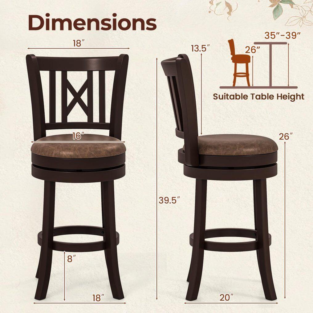 26”/30” Swivel Bar Chairs with Footrest for Kitchen Island & Pub