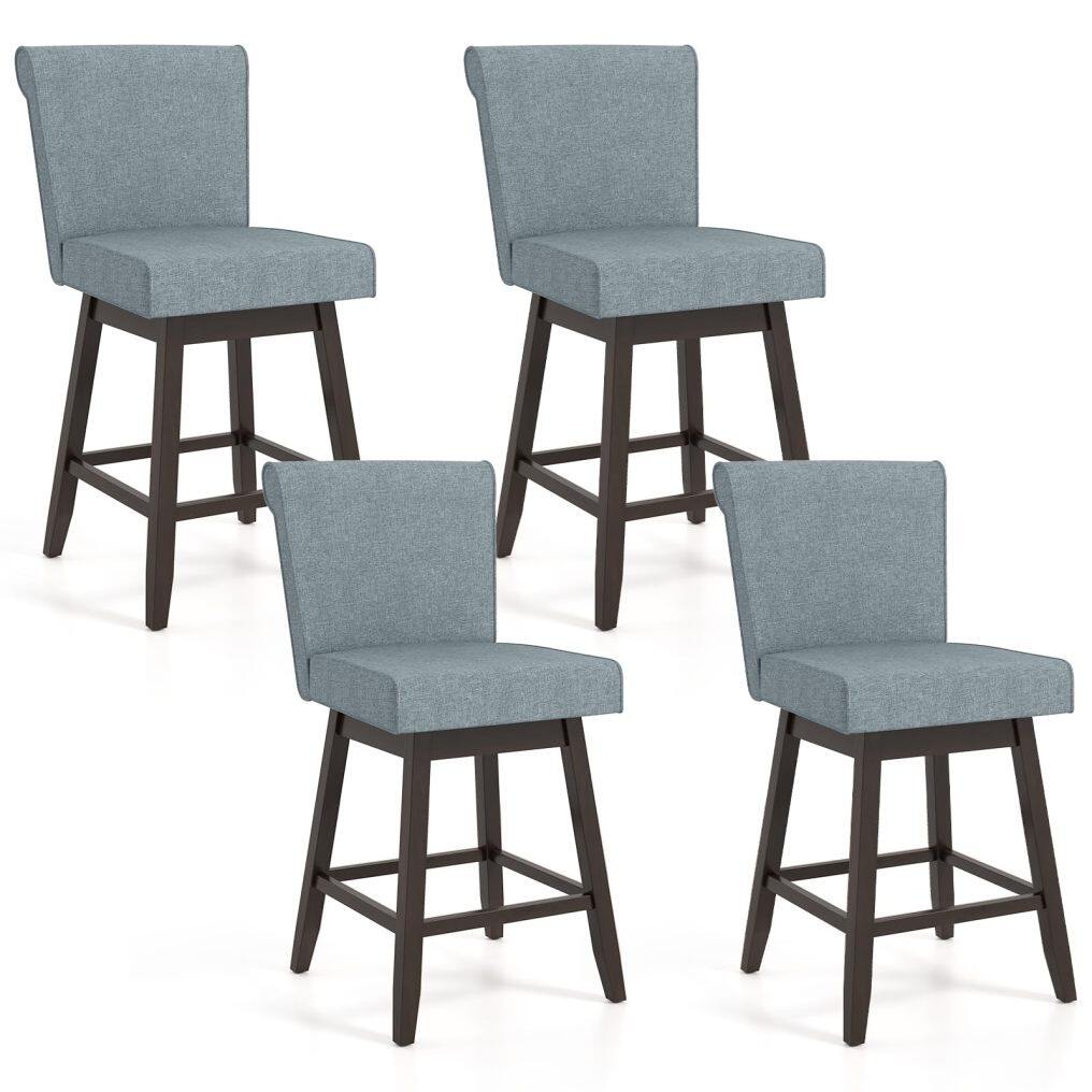 Swivel Bar Stools 27" Counter Height Bar Chairs with Rubber Wood Legs