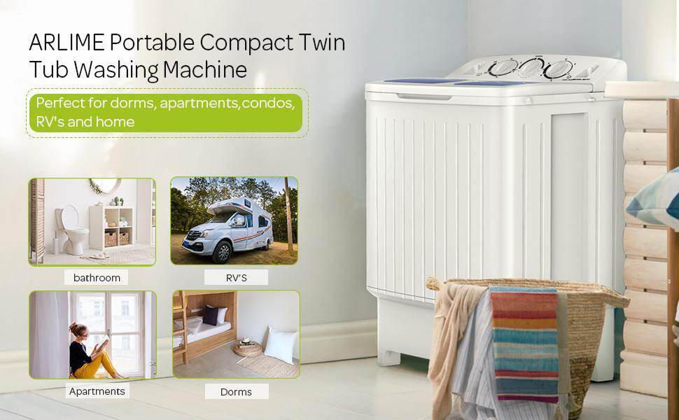 ARLIME Portable Mini Twin Tub Washing Machine Spin Cycle