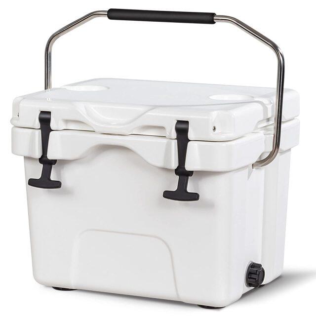 16 Quart Cooler 24 Can Insulated Ice Chest Box with Heavy Duty Handle and 2 Cup Holders