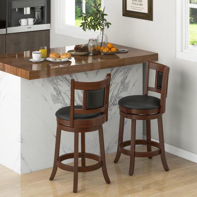 Bar Stool Set of 2/4 25.5” Swivel Upholstered Counter Height Bar Stool
