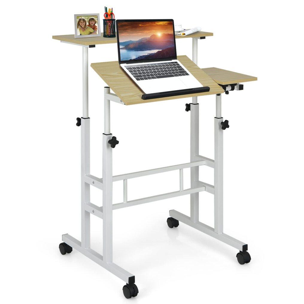 Mobile Standing Desk with Wheels for Home & Office