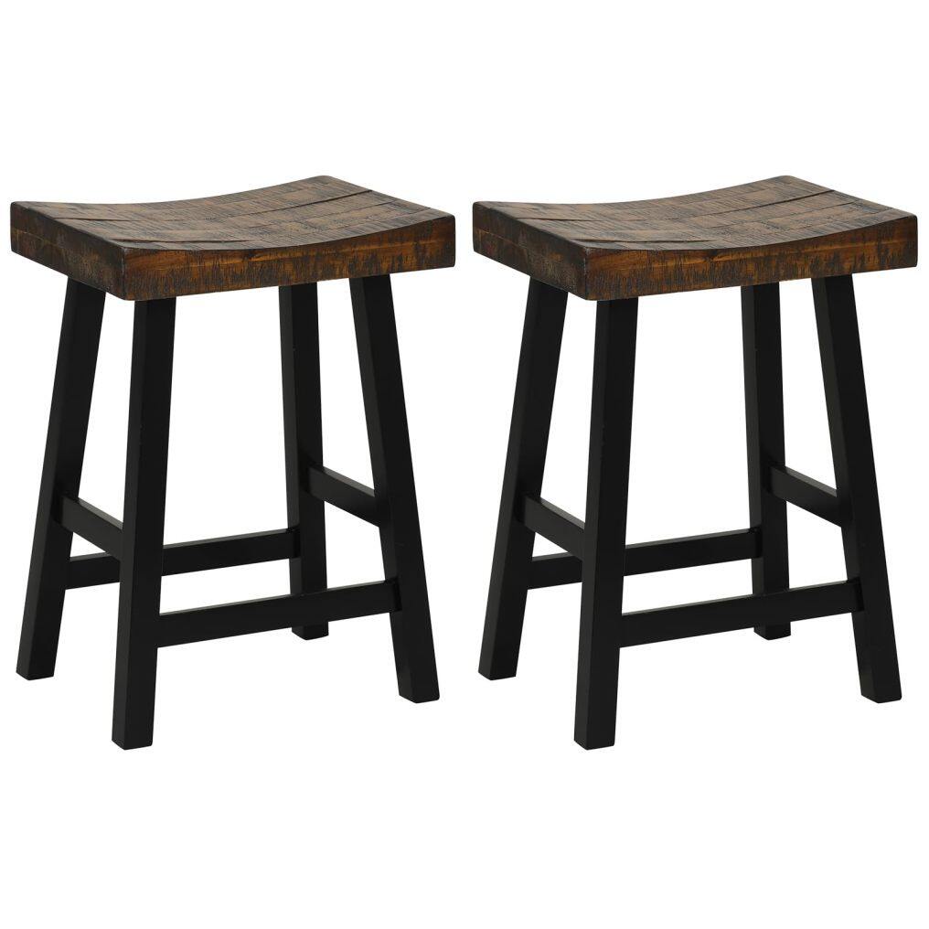 Wooden Saddle Stools Set of 2/4 29-inch Bar Height Stools