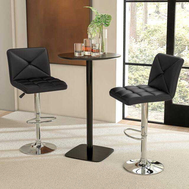 Bar Stools Set Modern PU Leather Swivel Bar Chairs