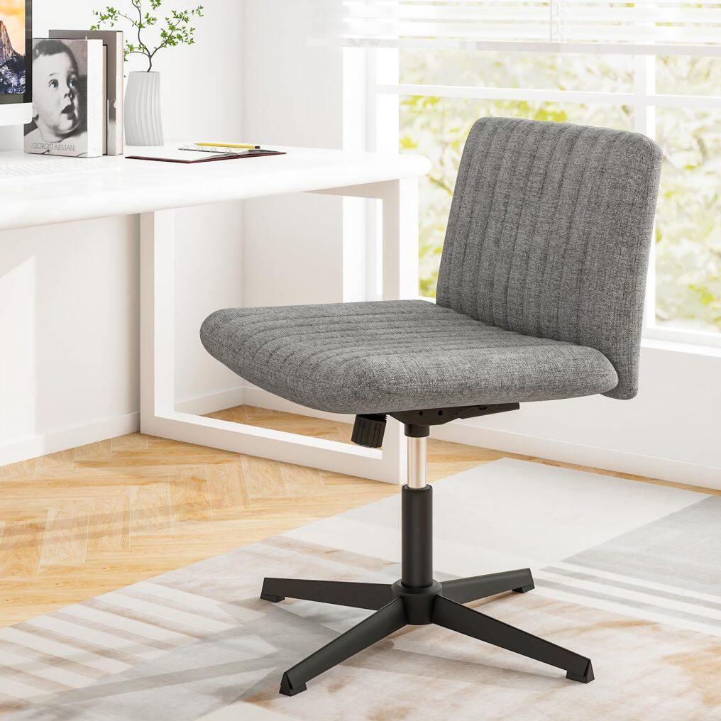 Criss Cross Legged Chair Modern Armless Desk Chair w/Wide Seat & 120°Rocking