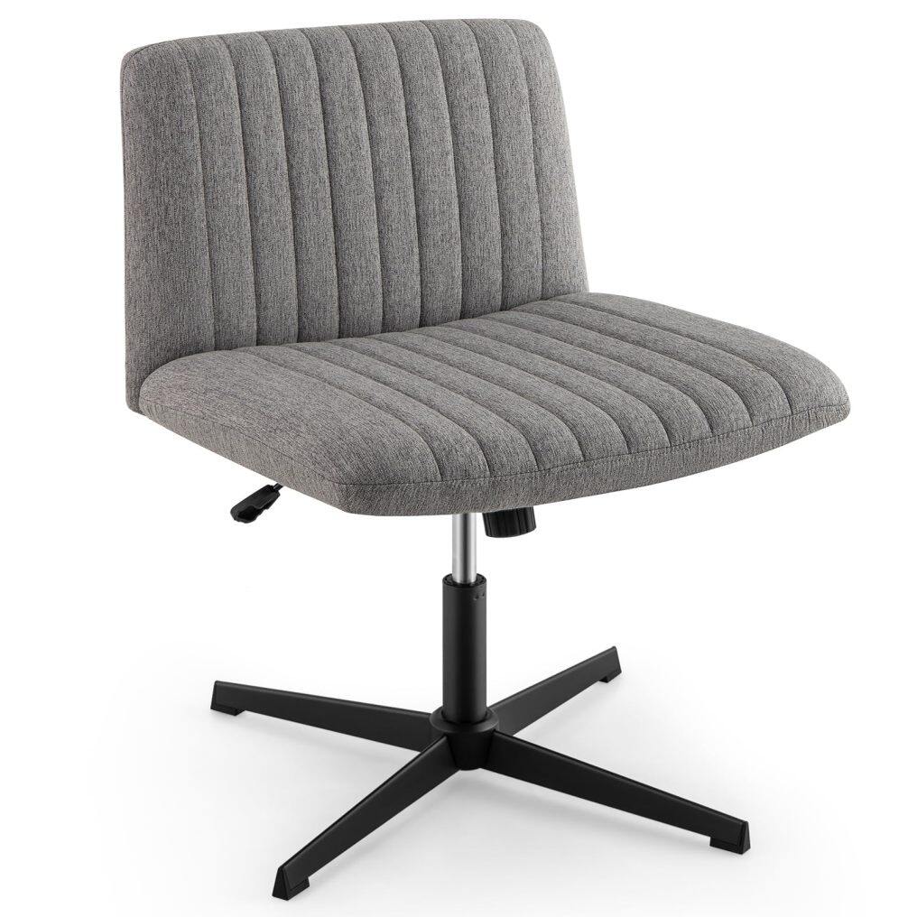 Criss Cross Legged Chair Modern Armless Desk Chair w/Wide Seat & 120°Rocking