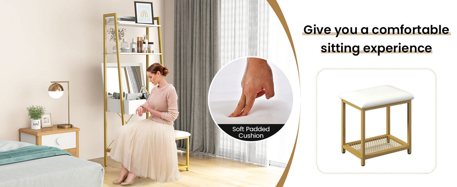 makeup mirror with stool