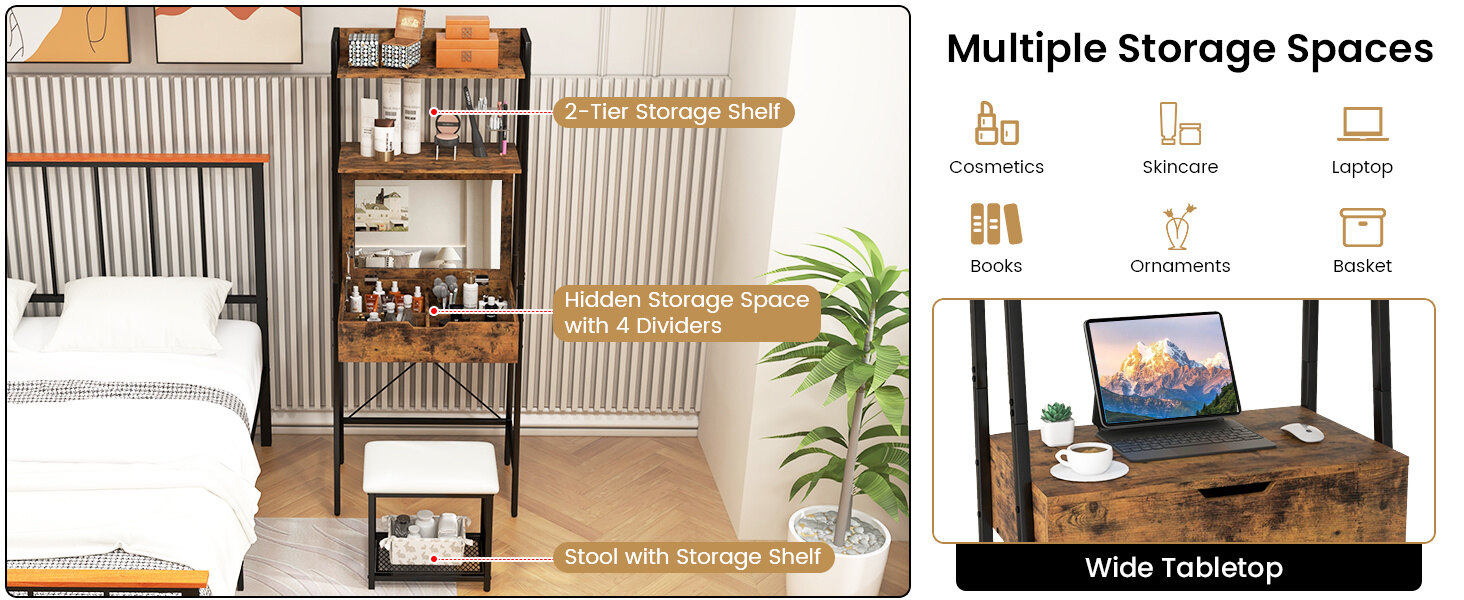 vanity table with stool