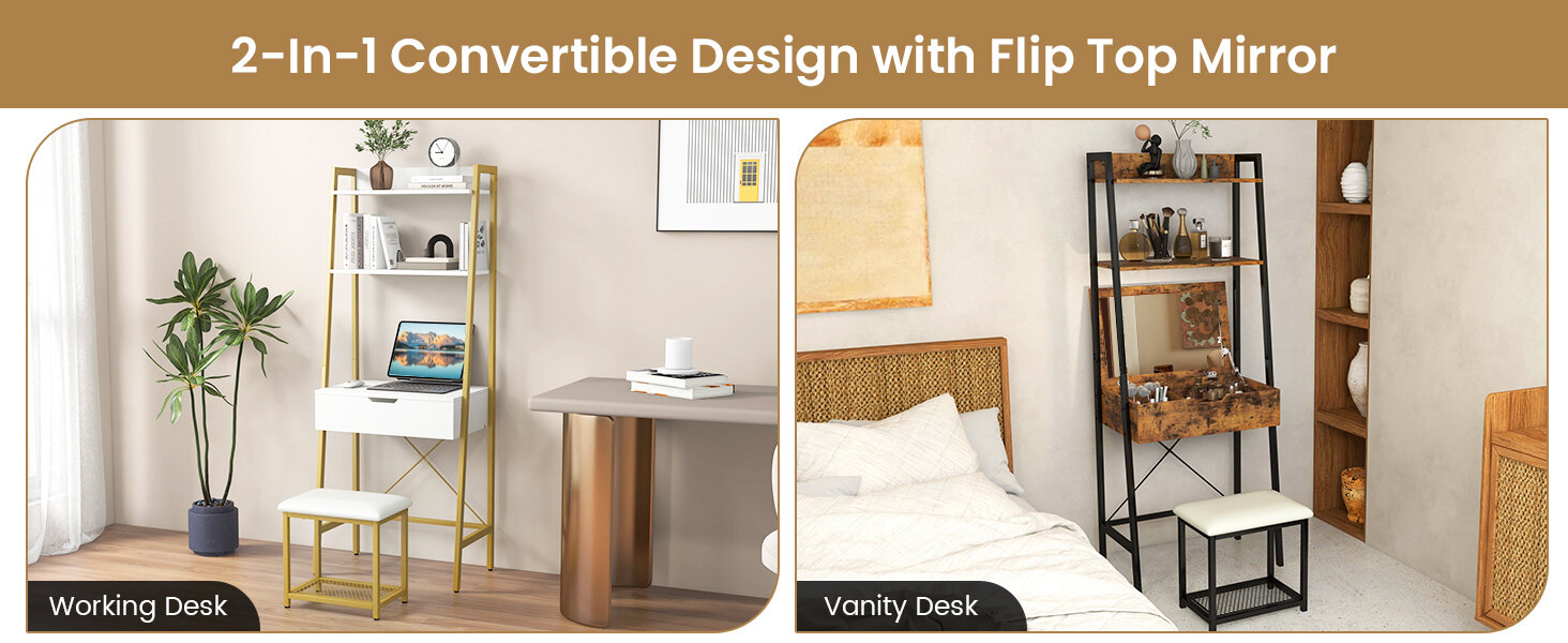 vanity set with flip up mirror