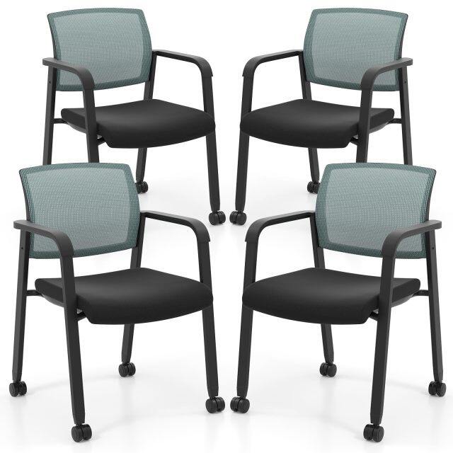 Office Guest Chairs Stackable Conference Room Chairs with Wheels