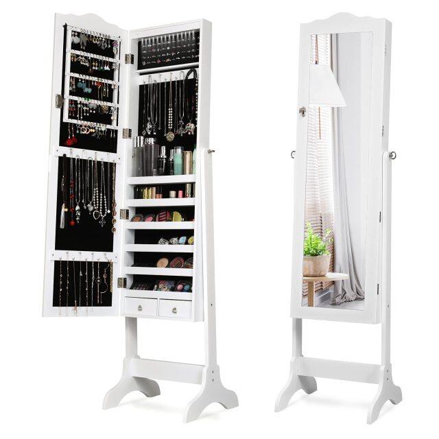14 LED Jewelry Armoire Cabinet Freestanding Jewelry Storage Organizer