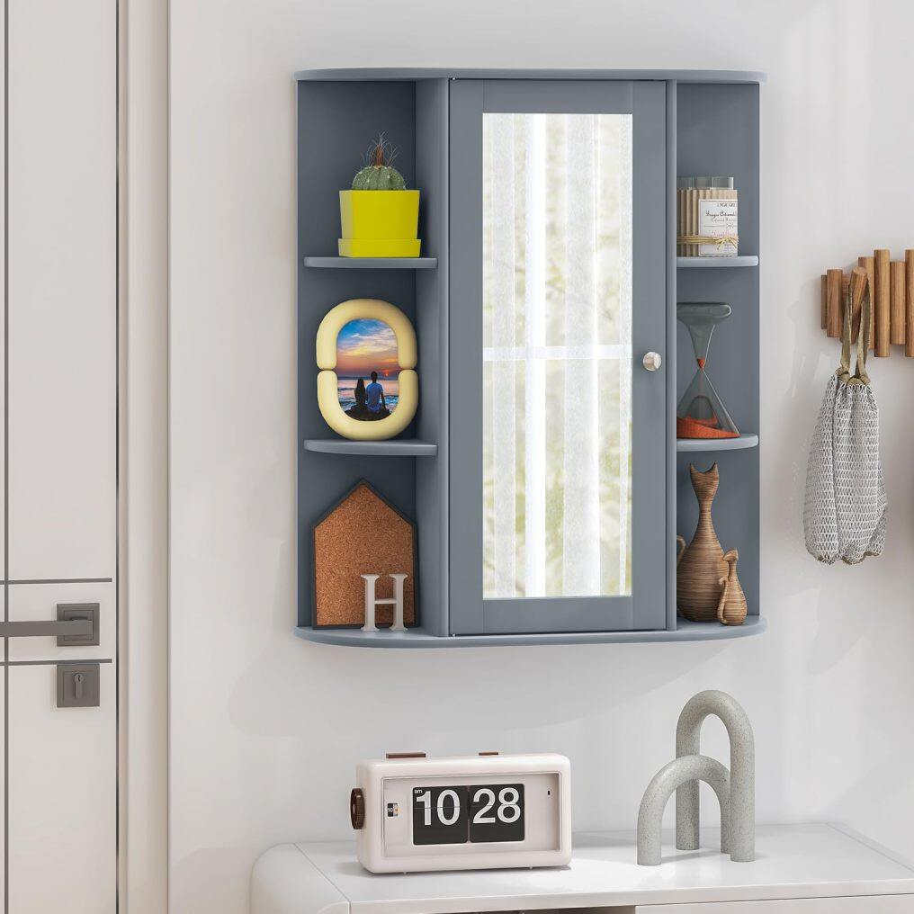Wall Mounted Bathroom Cabinet with Mirror Door for Living Room Kitchen Entryway