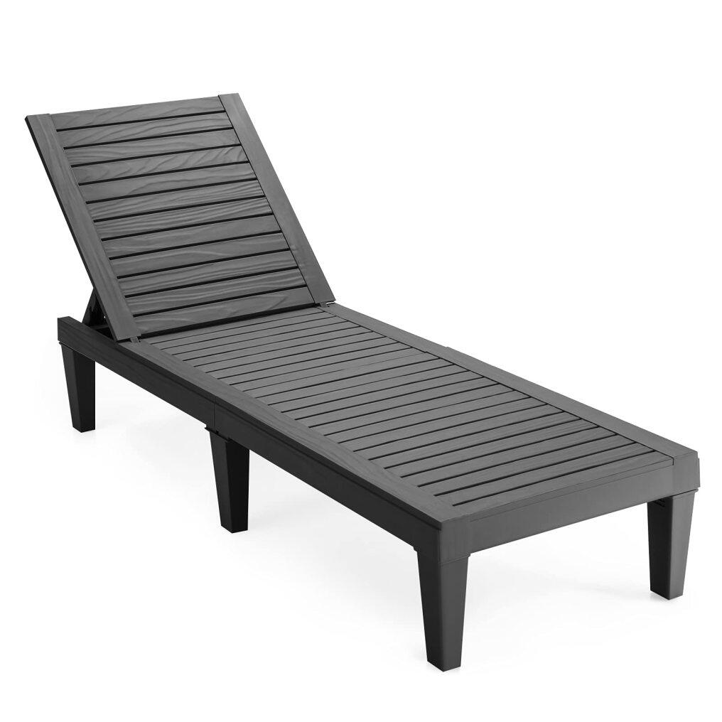 Patio Lounge Chair Chaise Recliner Weather Resistant Adjust