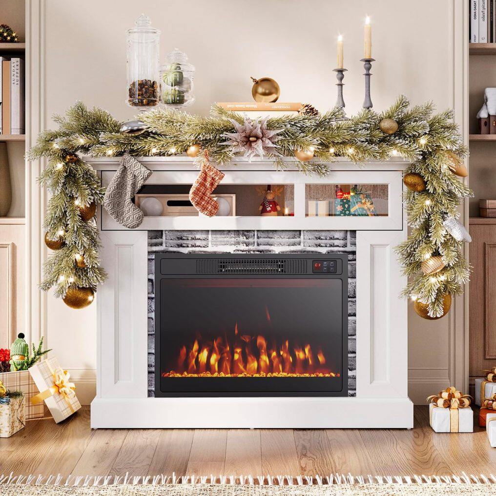 23 Inches Electric Fireplace Insert 750W/1500W Fireplace Heater with Remote Control
