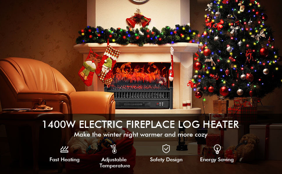 1400w electric fireplace log heater