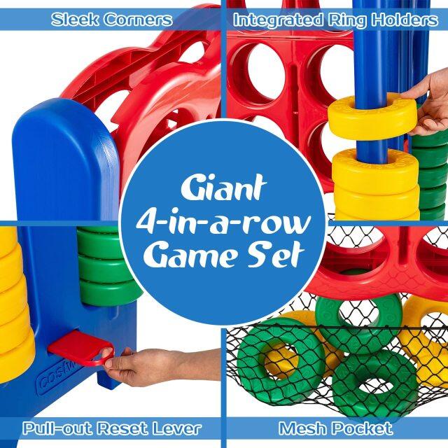 Jumbo 4-to-Score Giant Game Set with Storage Carrying Bag & Mesh Pocket