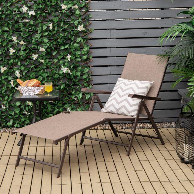 Folding Chaise Lounge Chair Outdoor Portable Reclining Lounger Beach
