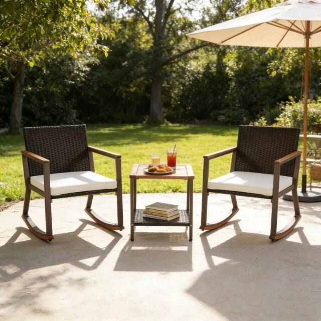3 Pieces Patio Rocking Bistro Set