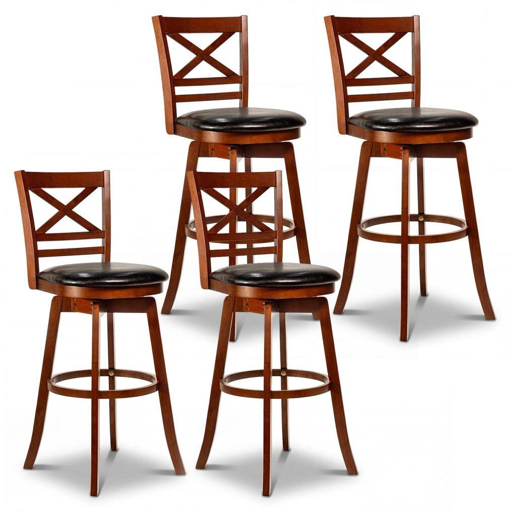 30.5”/25'' Barstools Set of 2/4 Wood High Top Seats with Footrest for Dining Room