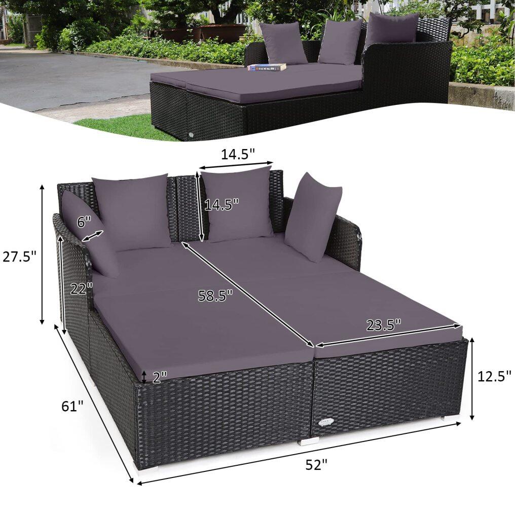 Sponge Cushioned Loveseat Sofa with 4 Pillows for Balcony