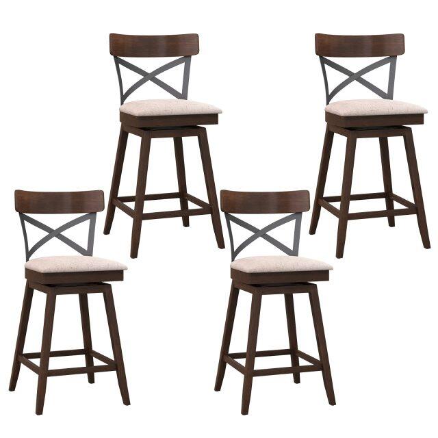 25 Inch Swivel Ergonomic Counter Height Chairs with Cushioned Seat