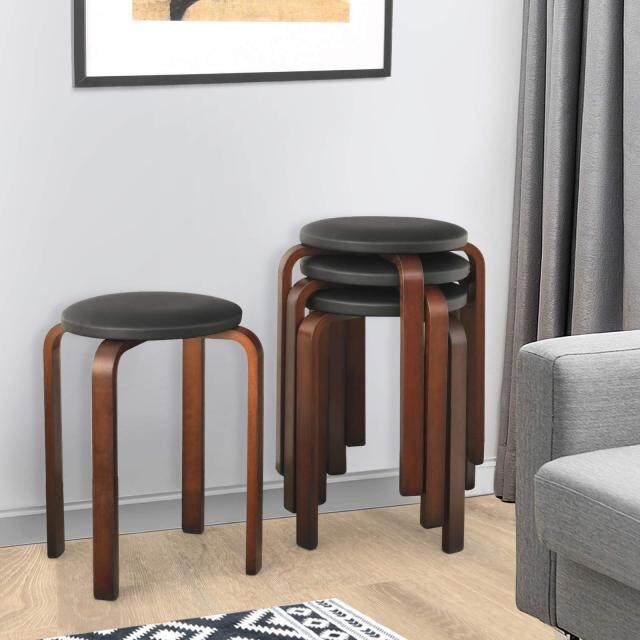 4-Pack Bentwood Stack Stools 18.5-Inch Portable Stackable School Stools