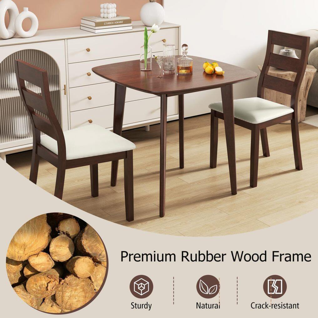 3-Piece Small Dining Table for 2 32 x 32 Inch Square Kitchen Table and Chairs