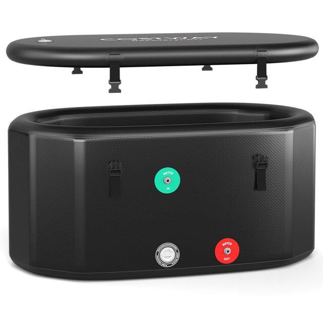 129 Gal Oval Ice Bath Tub w/Cover Portable Outdoor Ice Bath Tub w/Backpack