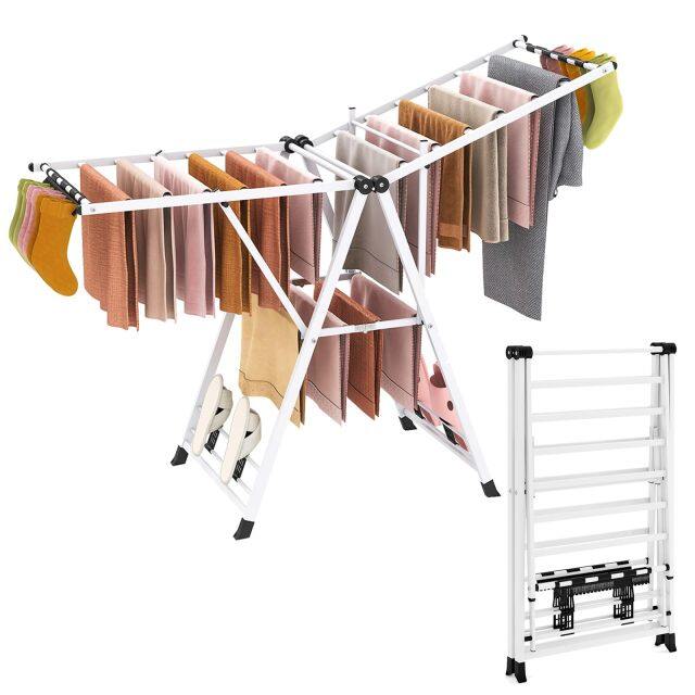 Foldable 2-Level Clothes Drying Rack for Indoor & Outdoor ( 64"L x 22”W x 39"-62"H )