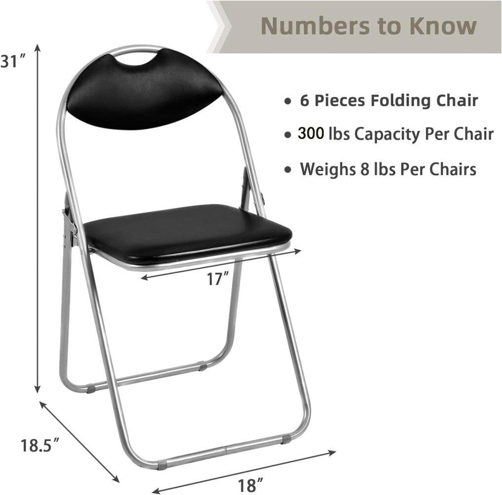 ARLIME Folding Chairs Set of 6, Foldable Chairs w/Handle Hole
