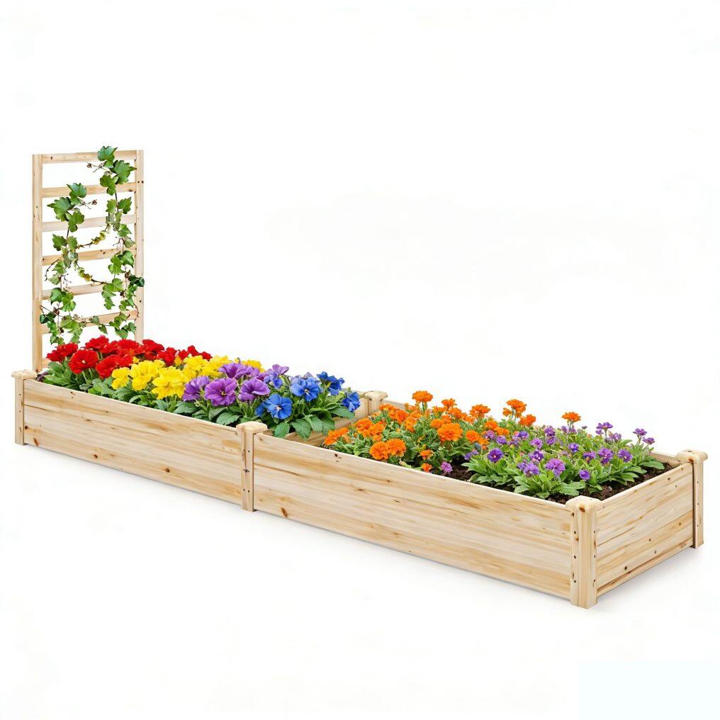 Raised Garden Bed with Trellis (93" L x 25" W x 40" H)