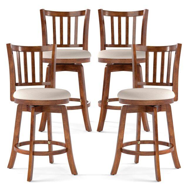 Barstools Set of 2/4 360° Rotating Counter Height Chairs(25'')