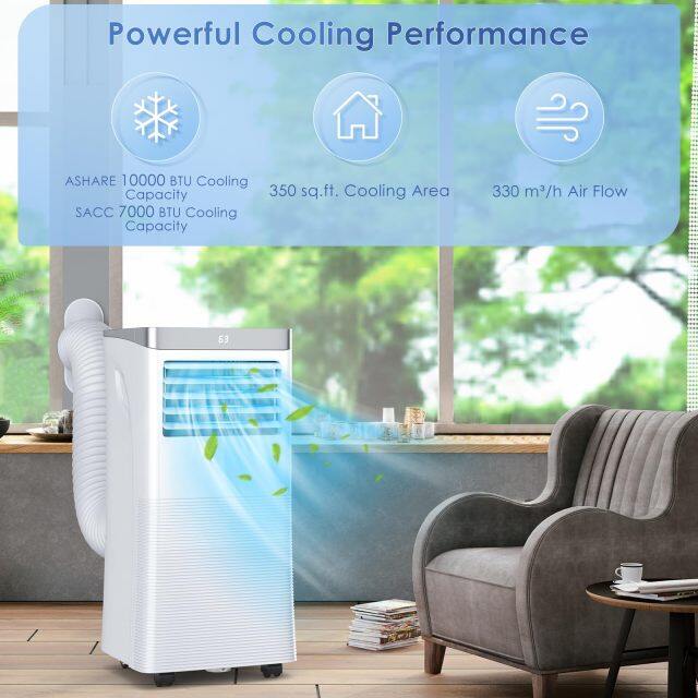 ARLIME 3-IN-1 Portable Air Conditioner, 10000 BTU AC Unit w/Fan & Dehumidifier, 2 Fan Speed, 24H Timer