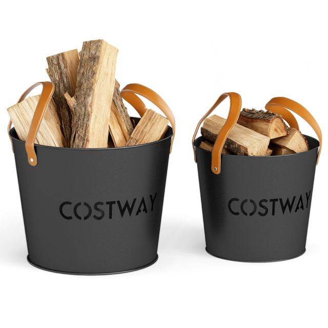 Ash Bucket Set of 2 Metal Coal Ash Can Set