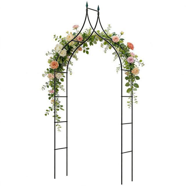 9.5 FT Gothic Style Decorative Metal Garden Arbor for Climbing Plants (1/2)