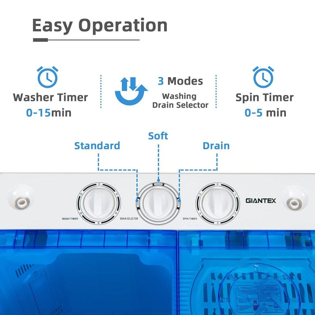 Portable Washing Machine | 2 in 1 Laundry Washer and Spinner Combo | 22lbs Capacity 13.2 lbs Washing 8.8 lbs Spinning