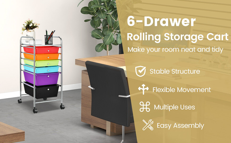 6-drawer rolling storage cart