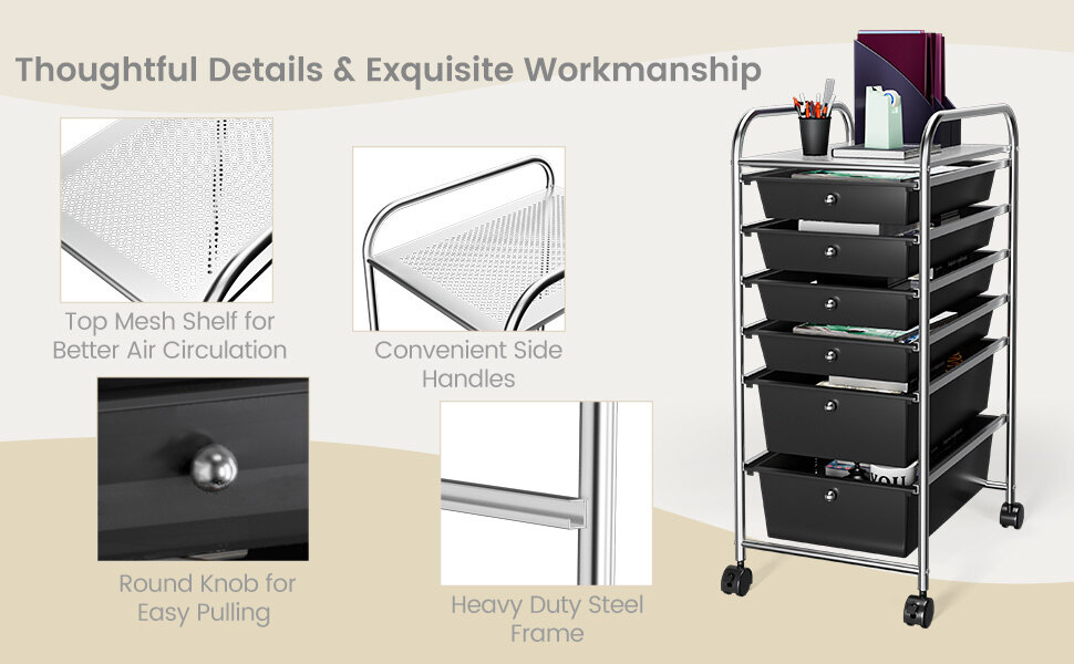 6-drawer rolling storage cart