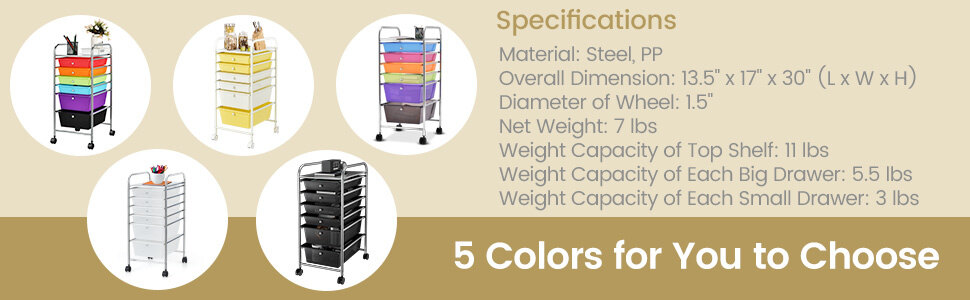6-drawer rolling storage cart